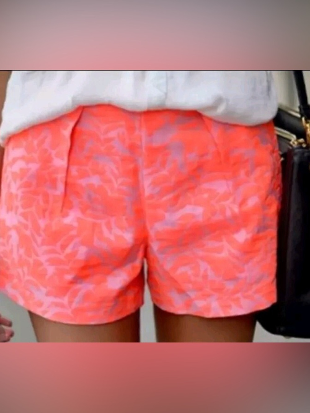 J Crew Pink Jacquard Bright Coral Floral Shorts